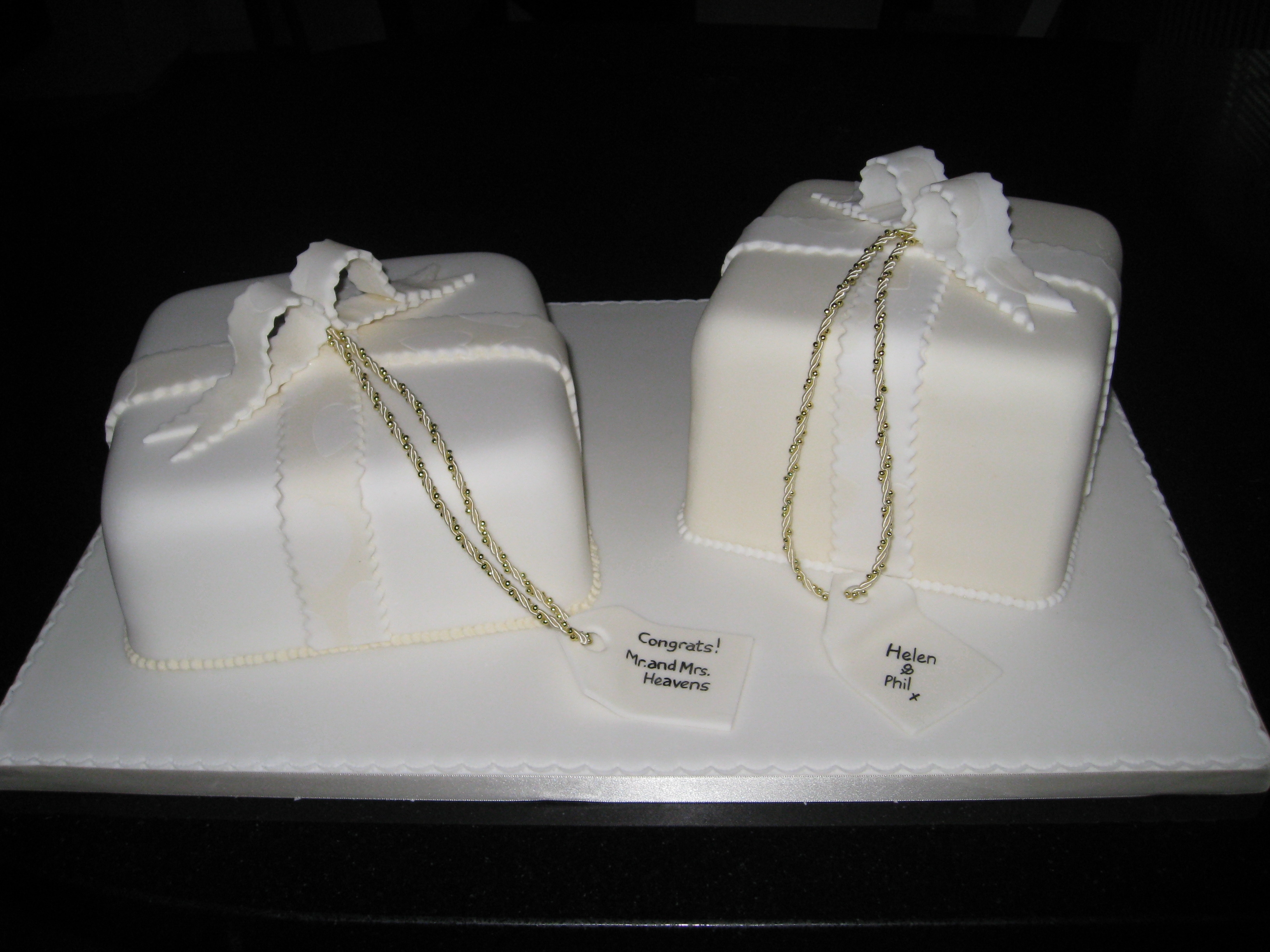 Simple double gift wedding cake